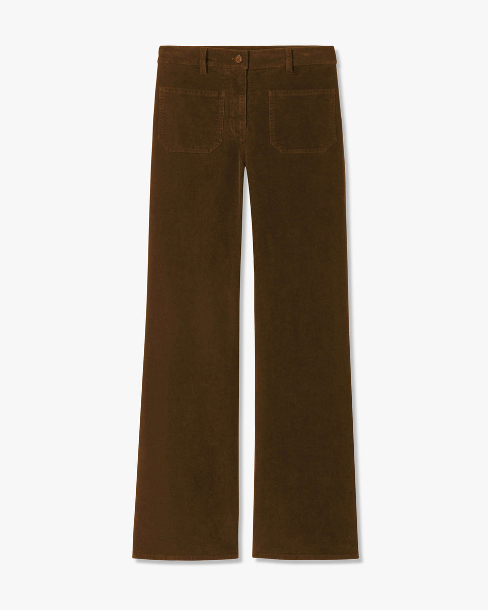 FLORENCE CORDUROY PANT IN CIGAR BROWN