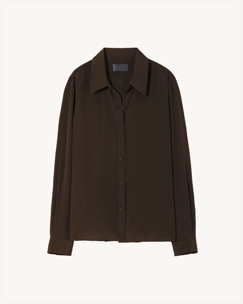 SIMONE SILK SHIRT IN DARK BROWN