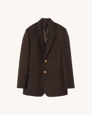 ROMAIN BLAZER IN ESPRESSO PINSTRIPES