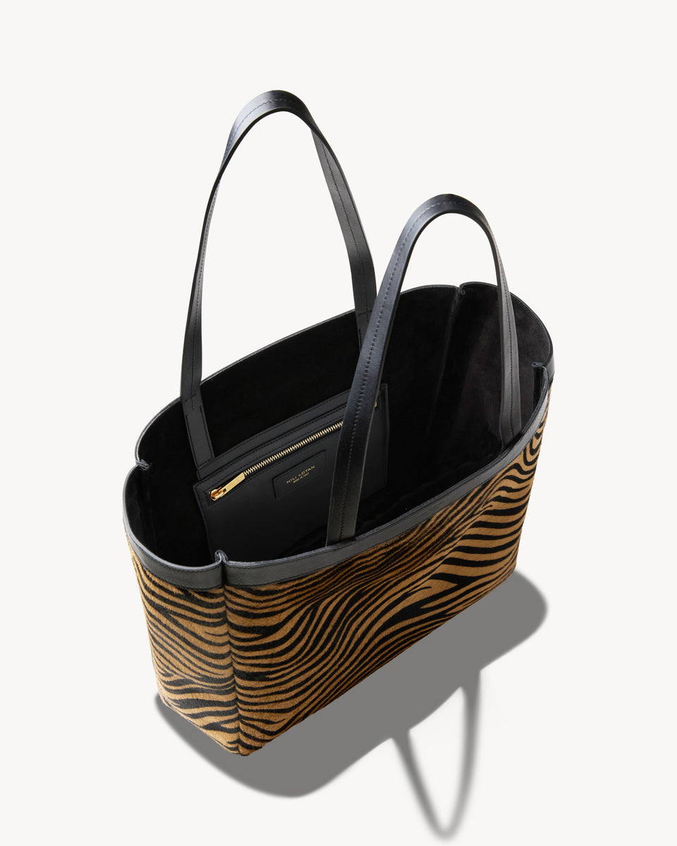 MEDIUM LOREN BAG IN KHAKI/BLACK ZEBRA