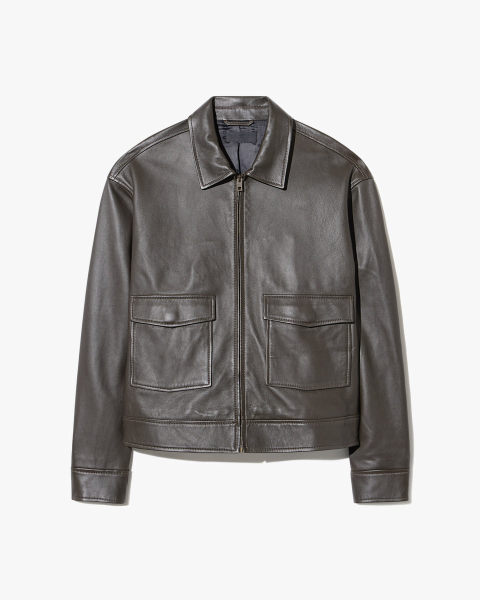 MAJORCA LEATHER JACKET IN DARK MOSS