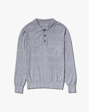 LUDO POLO SWEATER IN MEDIUM GREY MELANGE