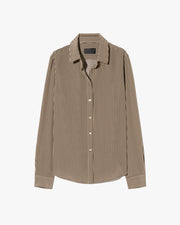 GAIA SILK SHIRT IN CHOCOLATE STRIPES