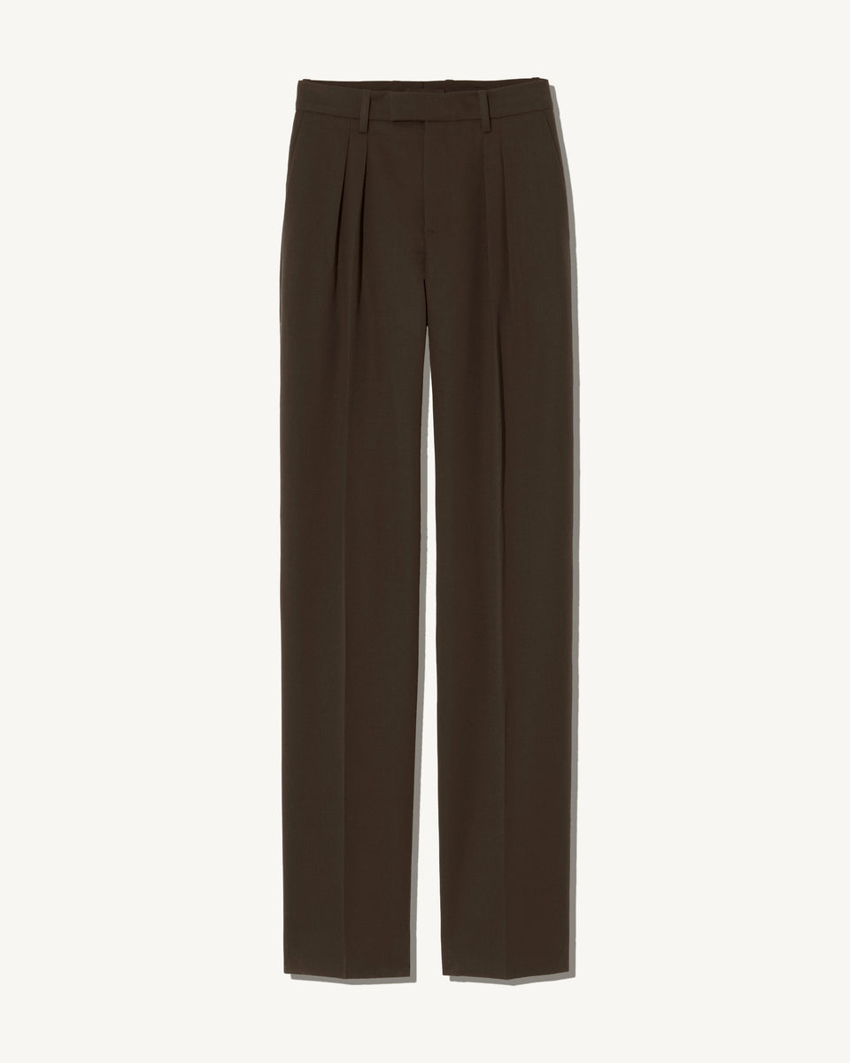 ALPHONSE WOOL PANT IN CHOCOLATE BROWN