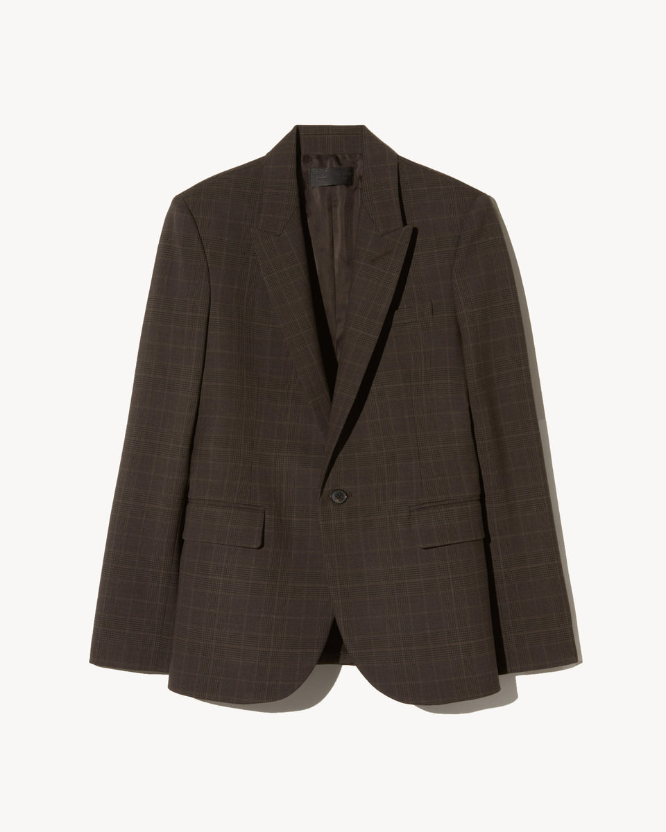 ANABEL TAILORED JACKET IN CIGAR PLAID