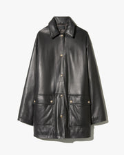 CORDEL LEATHER COAT IN BLACK
