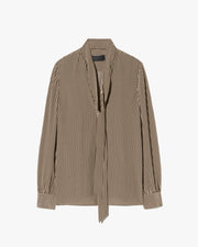 IRINA SILK BLOUSE IN CHOCOLATE STRIPES