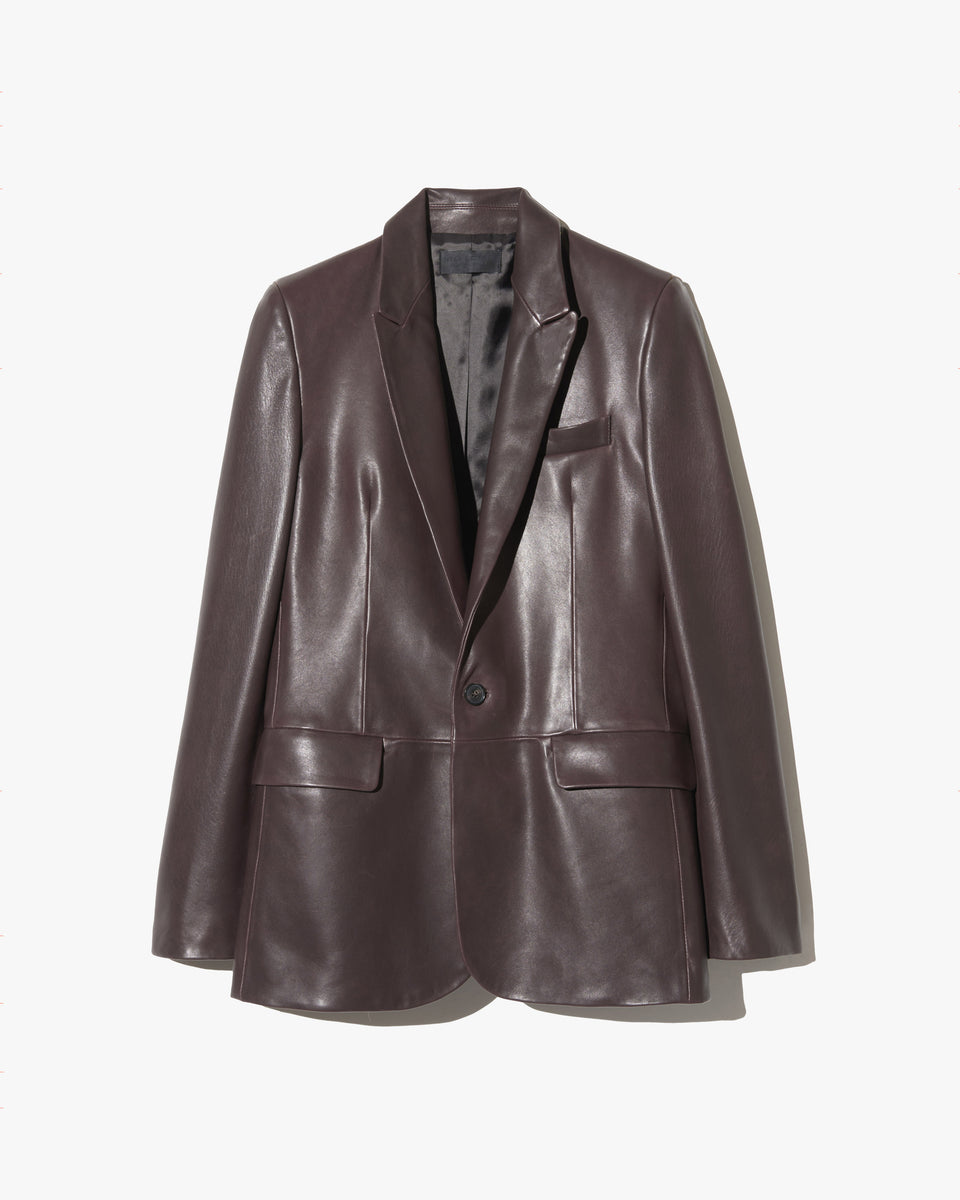 BELMONDE LEATHER TAILORED JACKET IN BORDEAUX