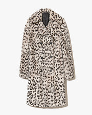 CRYSTAL SHEARLING COAT IN SNOW LEOPARD
