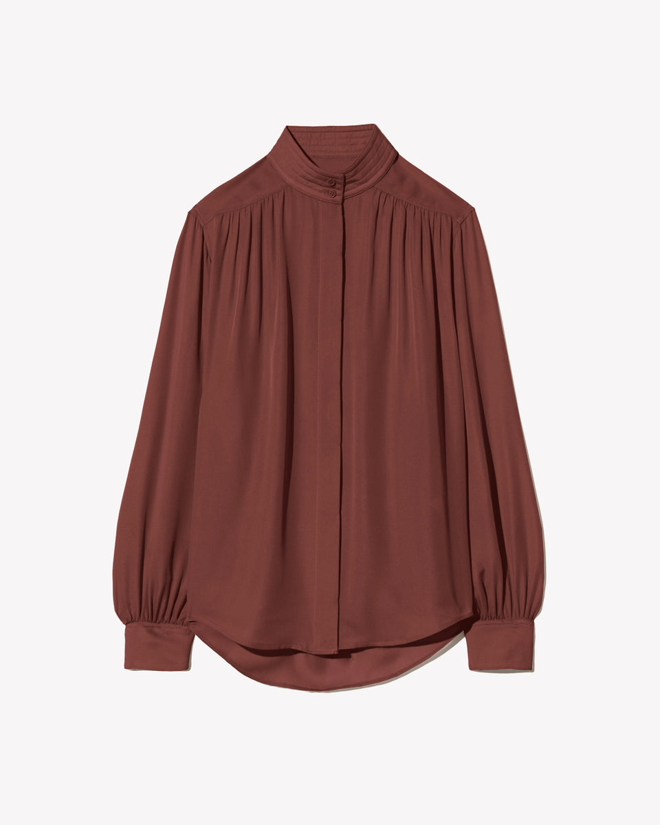 REVI SILK BLOUSE IN BURGUNDY