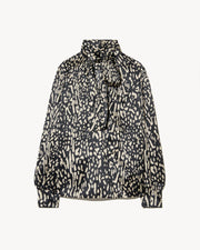 JANESE SILK BLOUSE IN LARGE BLACK CHEETAH PRINT