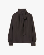 JANESE SILK BLOUSE IN CHOCOLATE BROWN
