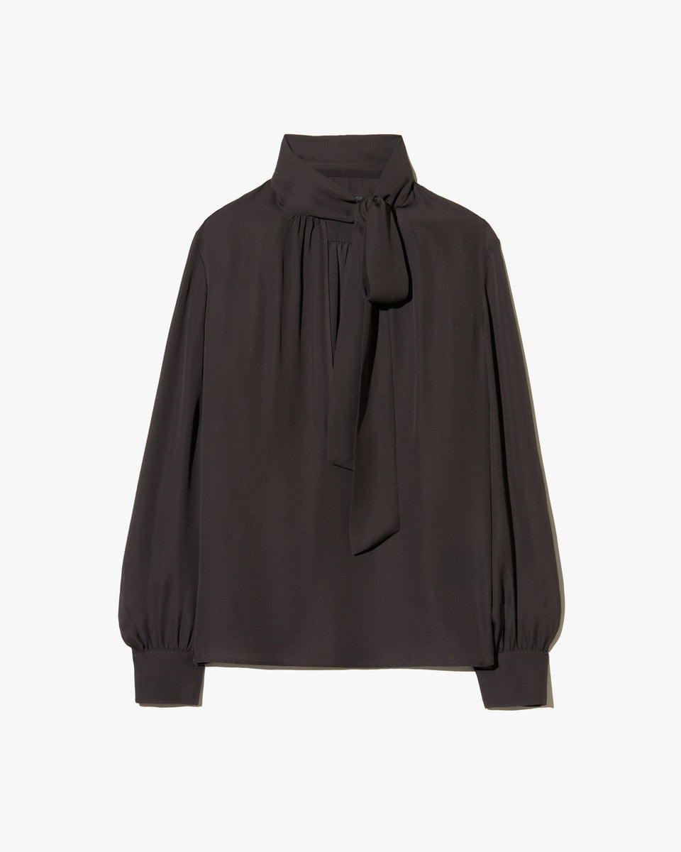 JANESE SILK BLOUSE IN CHOCOLATE BROWN