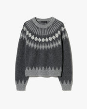 ALENA SWEATER IN DARK GREY MELANGE FAIR ISLE