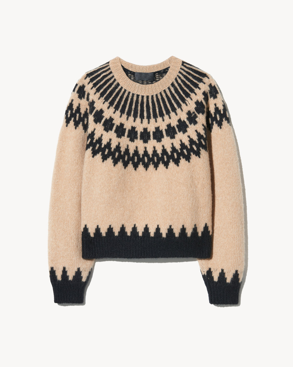 ALENA SWEATER IN LIGHT CAMEL FAIR ISLE