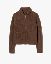 TESSEN CARDIGAN IN DARK CAMEL