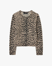 KEELAH CASHMERE CARDIGAN IN TAUPE/BLACK CHEETAH