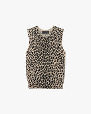 NESSA SWEATER TANK IN TAUPE/BLACK CHEETAH