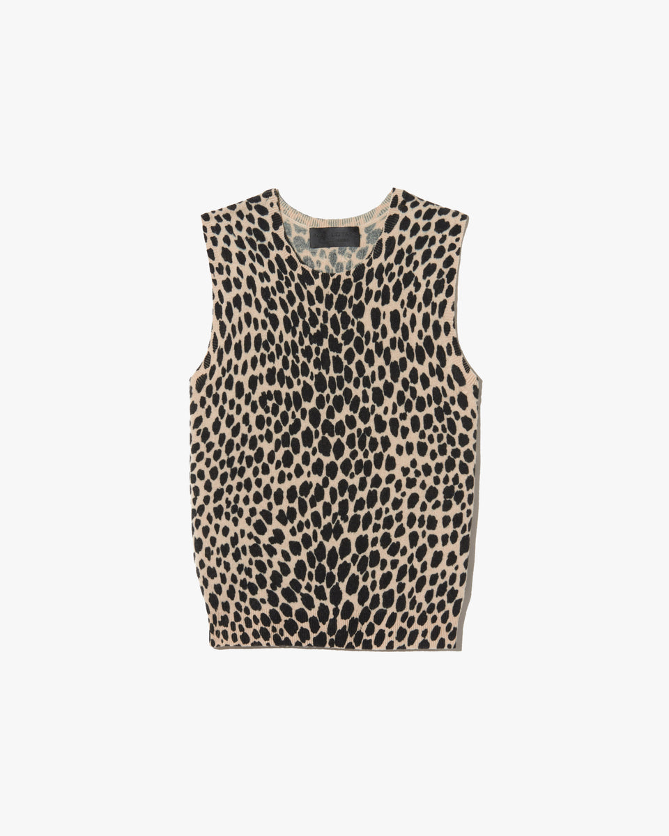 NESSA SWEATER TANK IN TAUPE/BLACK CHEETAH