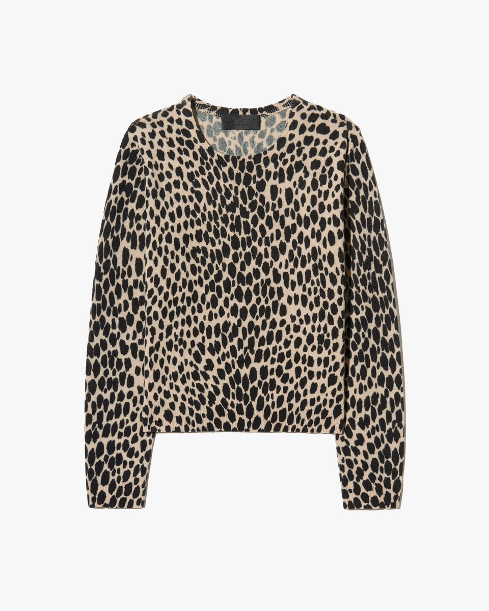 LAEVIN CASHMERE SWEATER IN TAUPE/BLACK CHEETAH