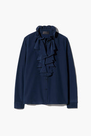 LILY SILK BLOUSE IN MARINE BLUE