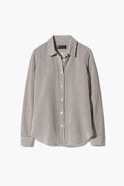 GAIA SILK SHIRT IN DARK BROWN/CREAM STRIPE