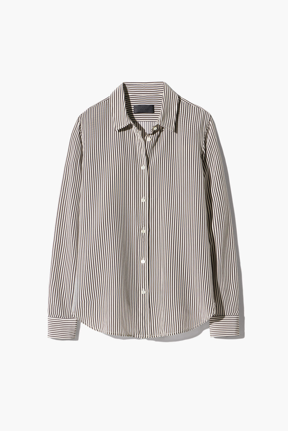 GAIA SILK SHIRT IN DARK BROWN/CREAM STRIPE