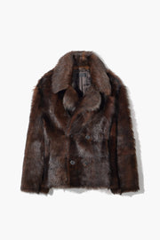 CLEOPHEE DB SHORT SHEARLING COAT IN DARK BROWN