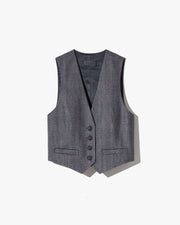 ISMAEL TAILORED VEST IN GREY/BLUE CHECK