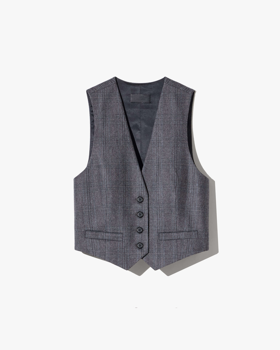 ISMAEL TAILORED VEST IN GREY/BLUE CHECK