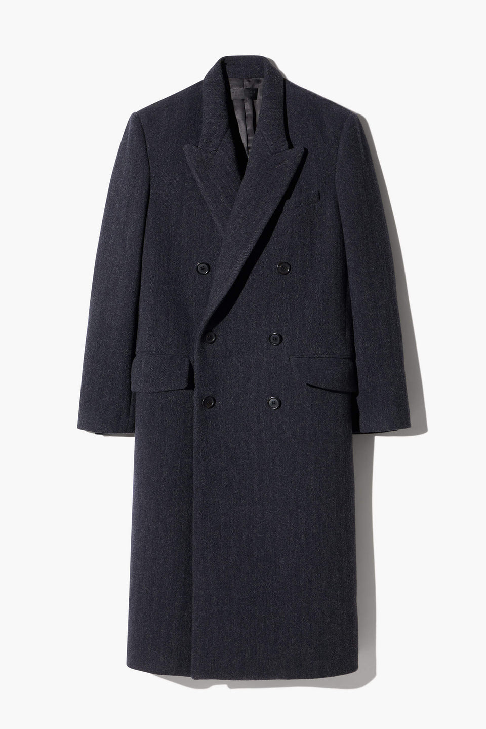 ALAIN TAILORED WOOL COAT IN CHARCOAL HERRINGBONE