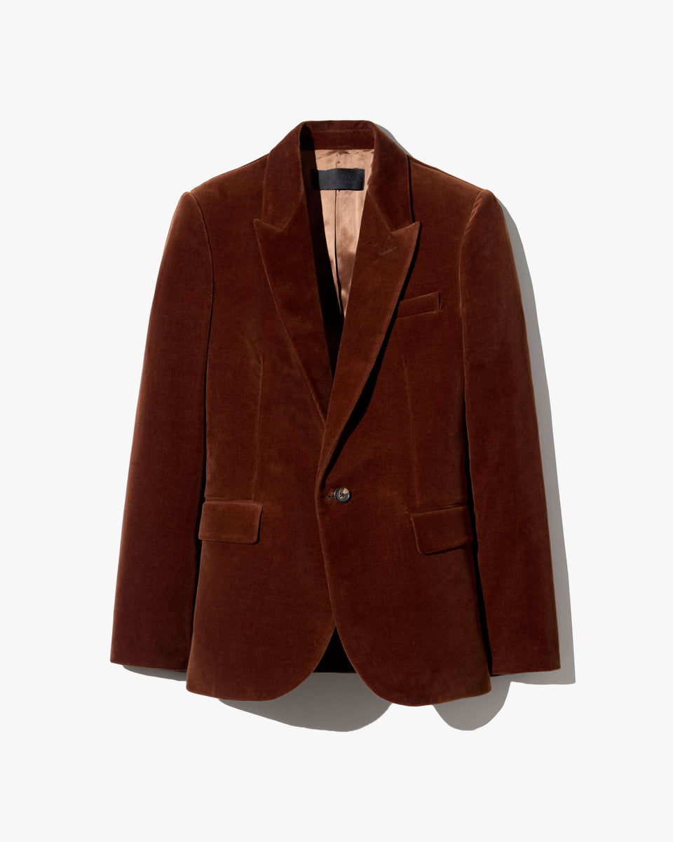 ANABEL VELVET TAILORED JACKET IN BURNT SIENNA