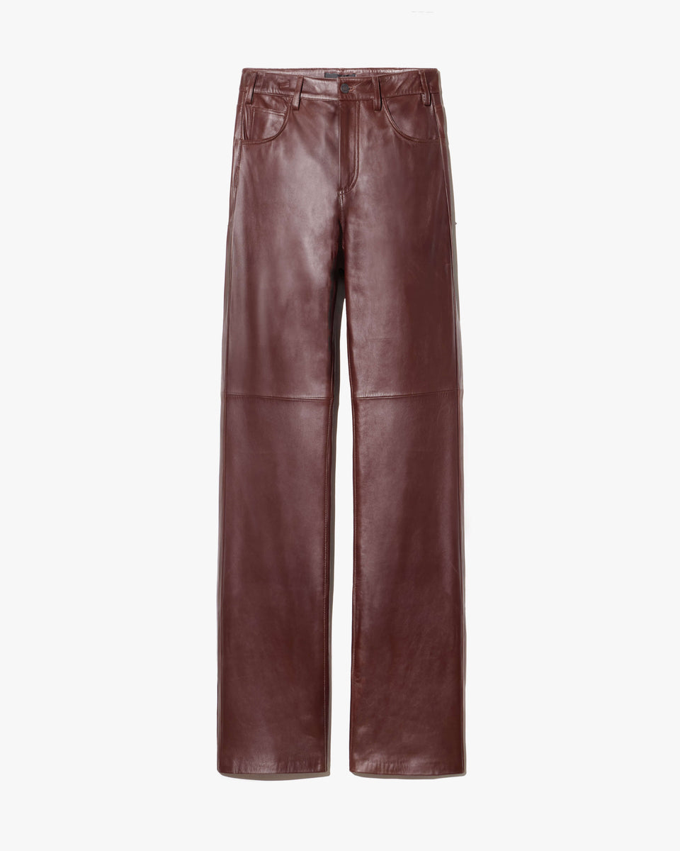 JOAN LEATHER PANT IN MERLOT
