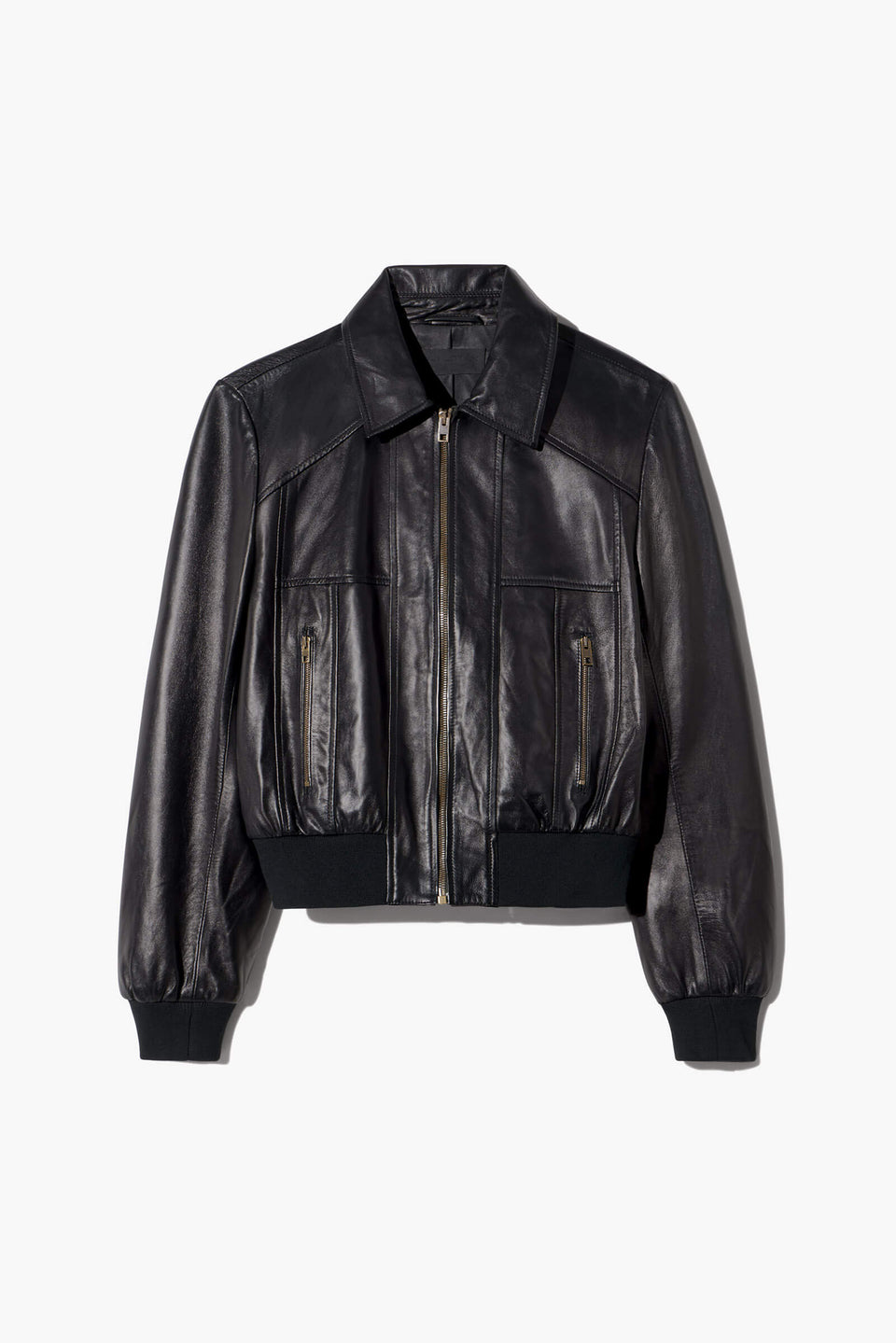 SUE LEATHER BOMBER JACKET IN BLACK