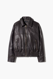 AIME LEATHER BOMBER JACKET IN BROWN