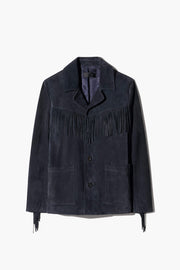 AGATE FRINGE SUEDE JACKET IN MIDNIGHT
