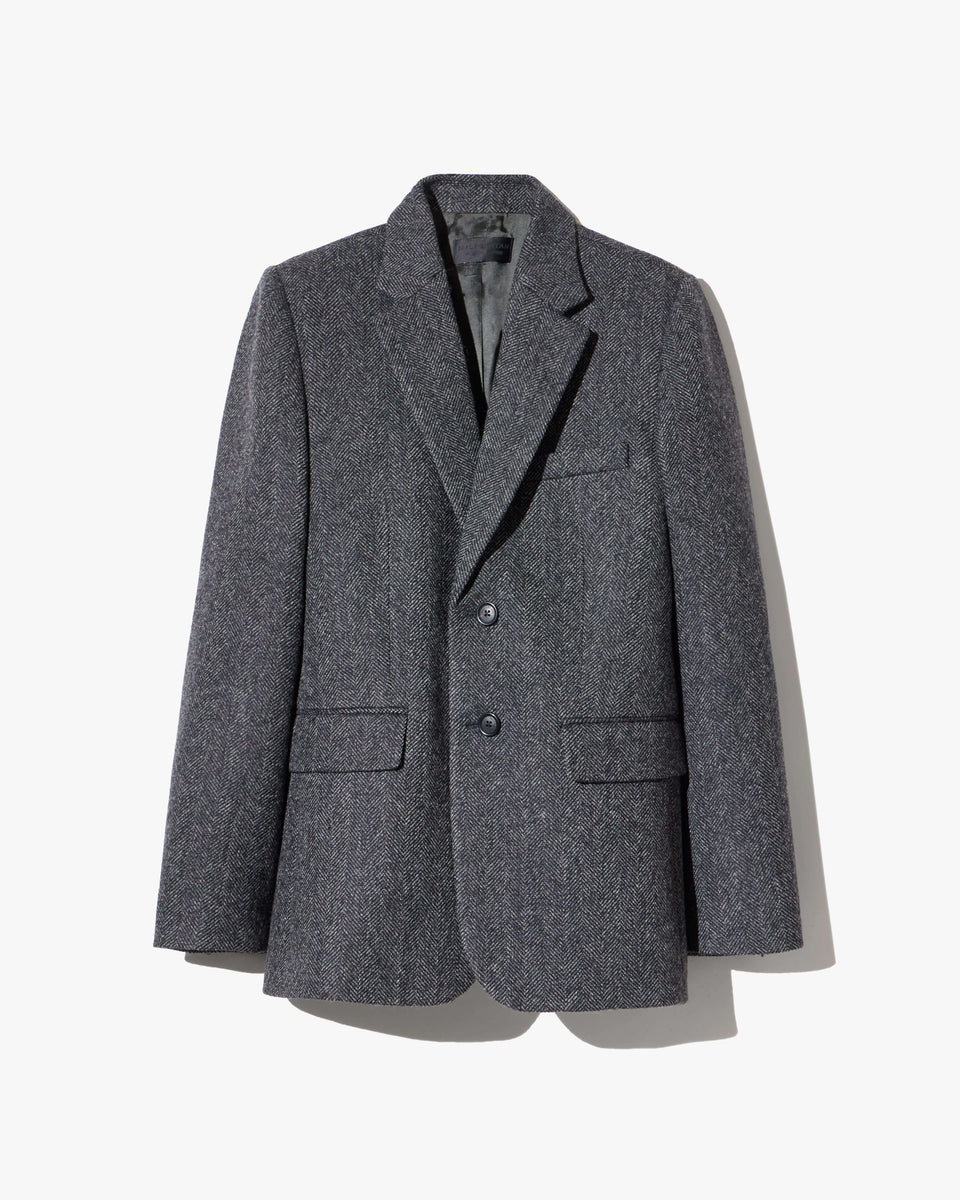 ROMAIN BOYFRIEND JACKET IN DARK CHARCOAL HERRINGBONE