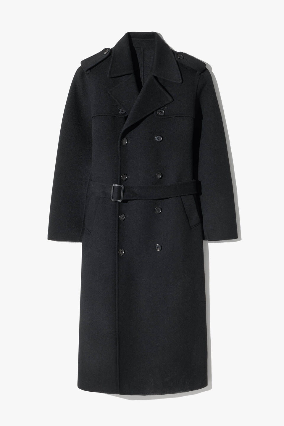 BERNS TRENCH WOOL COAT IN BLACK