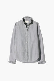 ELIO COTTON SHIRT IN DARK NAVY/WHITE STRIPE