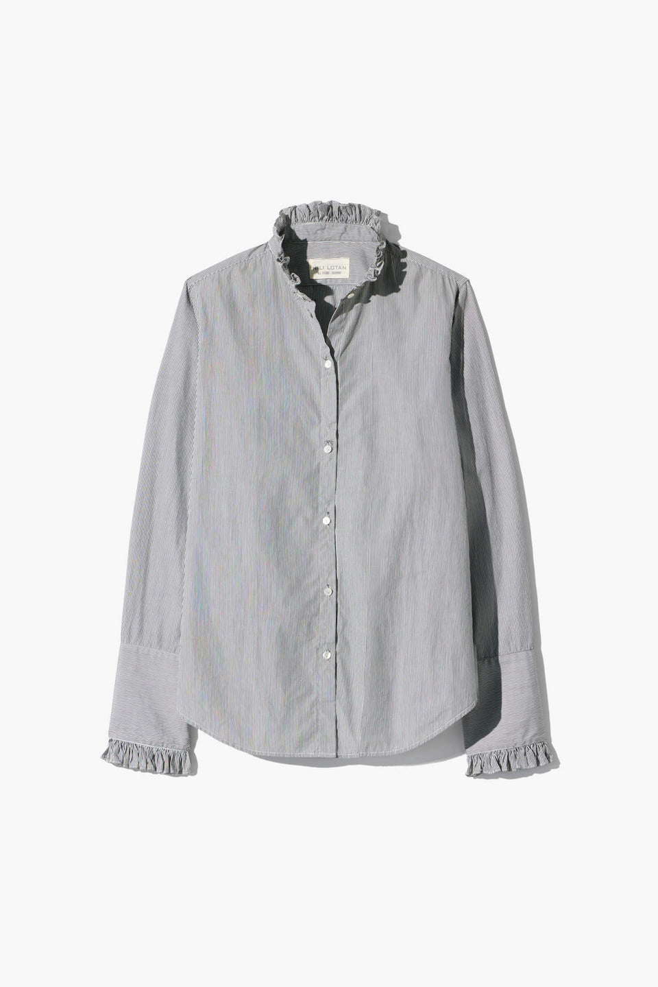 ELIO COTTON SHIRT IN DARK NAVY/WHITE STRIPE