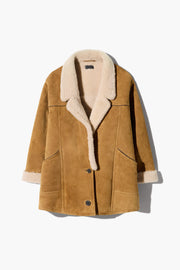 NOELLE SHEARLING COAT IN HONEY/ NATURAL