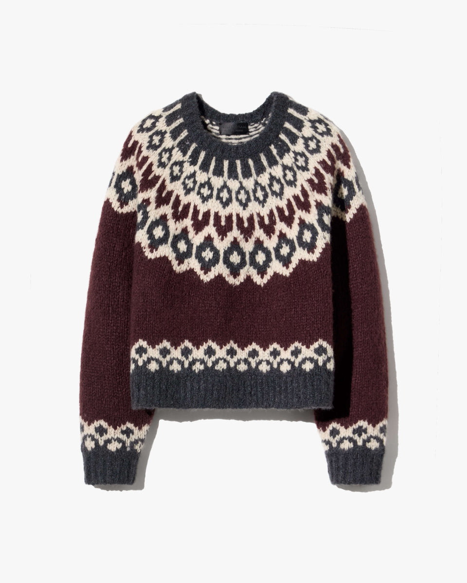 ISALINE FAIR ISLE SWEATER IN BURGUNDY FAIRISLE