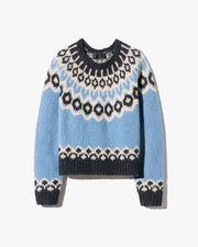 ISALINE FAIR ISLE CASHMERE SWEATER IN ICEBERG BLUE FAIR ISLE