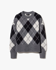 DONNIKA ARGYLE SWEATER IN CHARCOAL ARGYLE