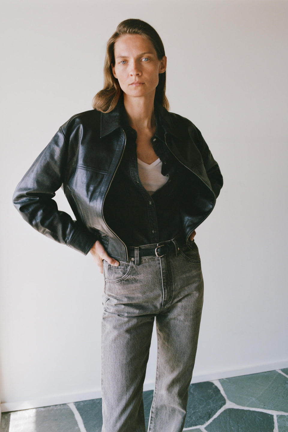 AIME LEATHER BOMBER JACKET IN AIME LEATHER BOMBER JACKET