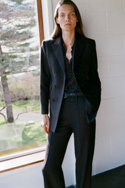 GAIA SILK SHIRT IN OBSIDIAN / IVORY POLKA DOT