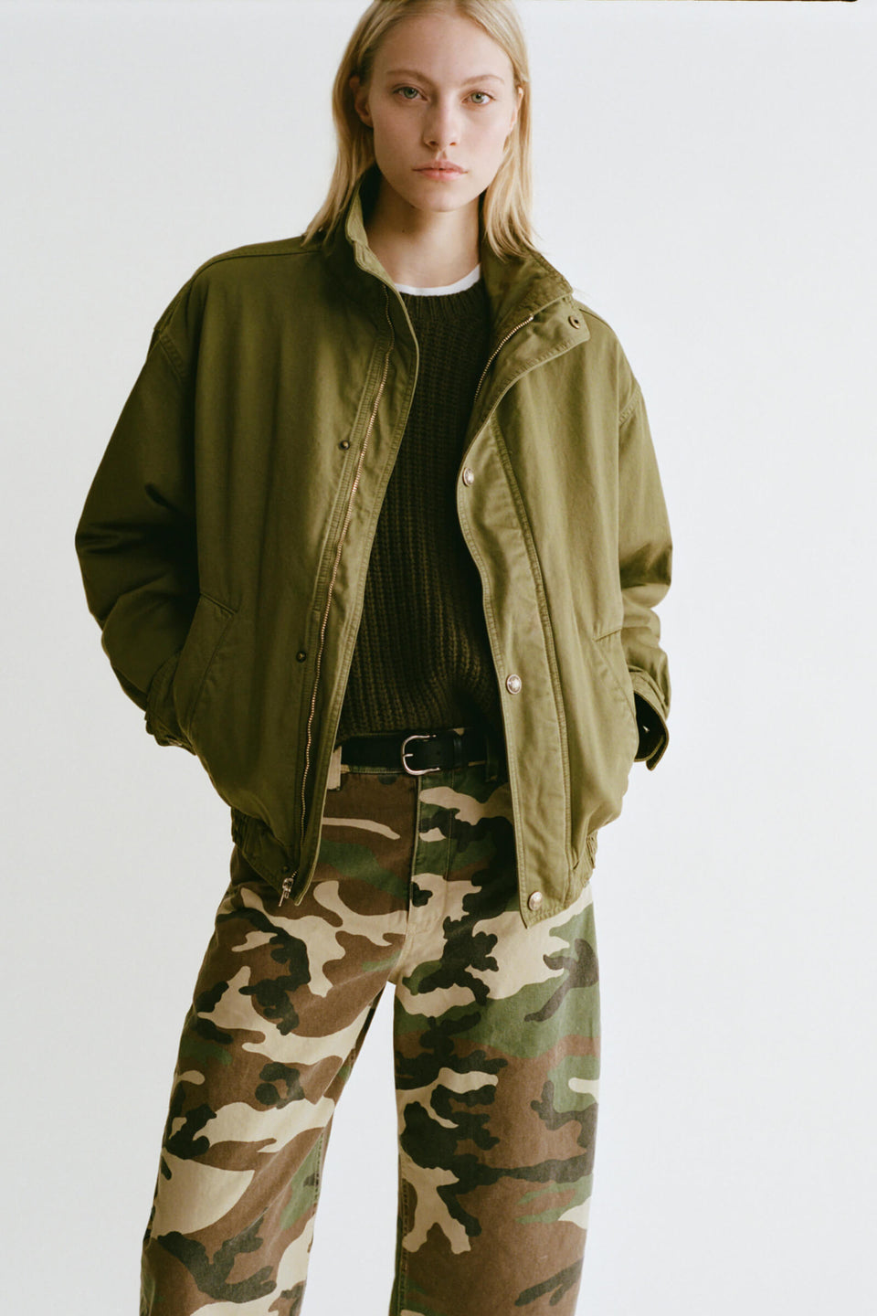 KLAIRE BLOUSON COTTON JACKET IN SHADOW GREEN