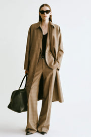 ADRIEN LONG WOOL DUSTER COAT IN GLEN TAN