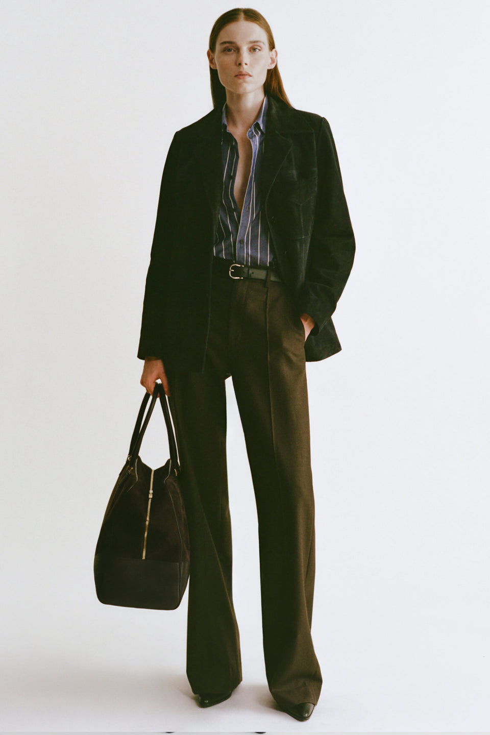 ETOILE WOOL PANT IN BROWN HERRINGBONE