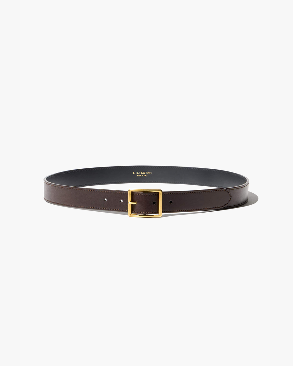 MENS FRANS BELT IN DARK BROWN W/ANTIQUE BRASS BUCKLE